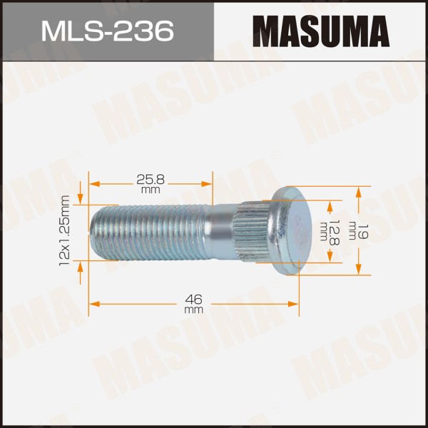 Шпилька колеса М12*1,25*46/25,8 Nissan Suzuki