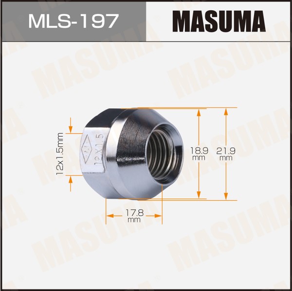 Гайка колеса M12*1.5*17,8 Конус с выступ, откр., ключ 19мм