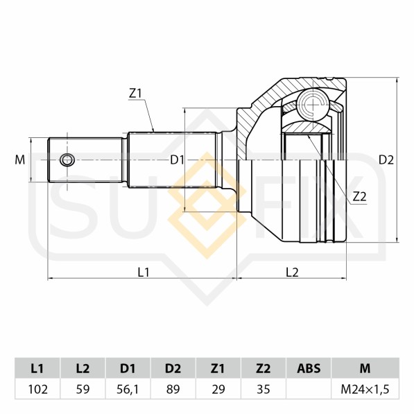 ШРУС Nissan Qashqai I/II X-Trail T31 2.0 до 11.2013 г. наруж. 29/35 шл.
