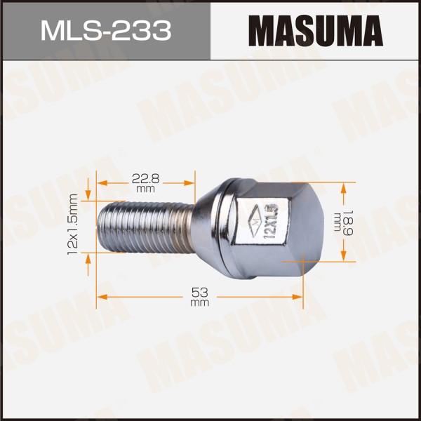 Болт колеса М12*1,5*25 Renault R19/R21/ Clio Megane Kangoo Twingo
