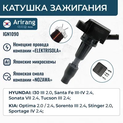 Модуль зажигания Kia Optima (15-) Sportage IV (15-) Sorento III (15-) 2.4GDI /наконечник/