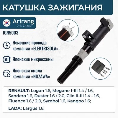 Модуль зажигания Renault Logan Duster 1.6 16 кл. Lada Largus /наконечник/