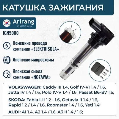 Модуль зажигания Skoda Octavia II до 06.2013 г. Fabia до 12.2014 г. /наконечник/