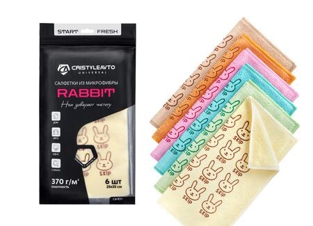 Салфетка из микрофибры набор из 6 шт 25*25 см СА-820 Rabbit