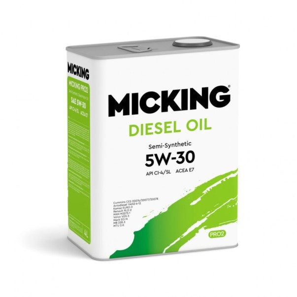 Масло моторное Micking Diesel Oil PRO2 5W30 CI-4/SL (4л) полусинтетическое