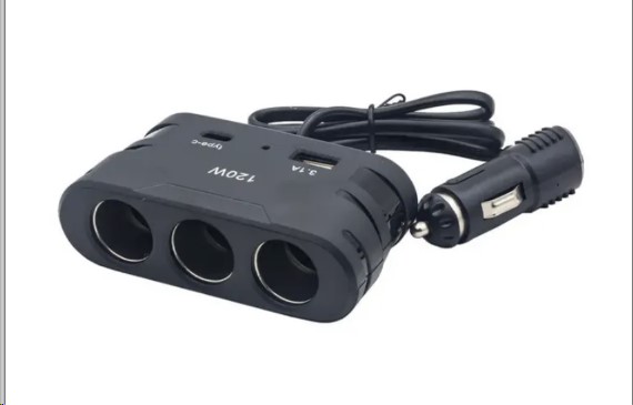 Разветвитель прикуривателя 3 гнезда + USB 3.1A + Type-C