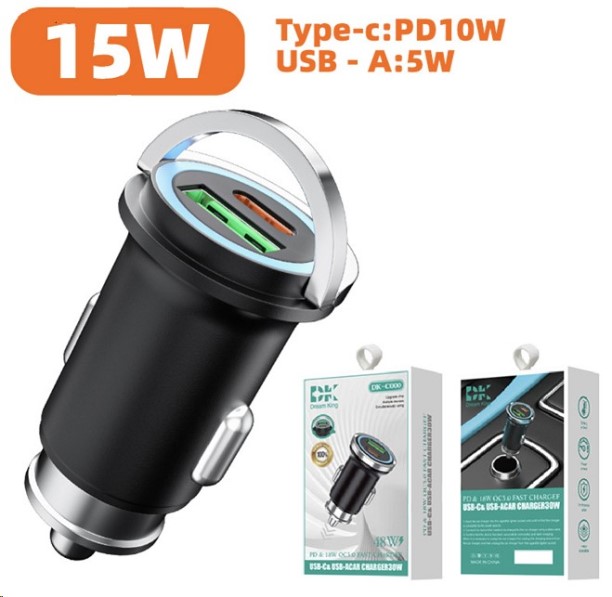 Зарядное устр-во в прикур. 1 USB 3,0 QC + PD (Type-C) быстрая зарядка с разъемом типа С, белый