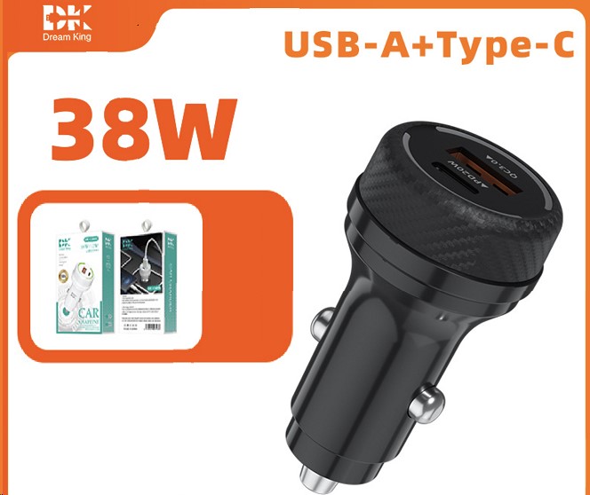 Зарядное устр-во в прикур. 1 USB 3,0 QC + PD (Type-C) быстрая зарядка с разъемом типа С, черный