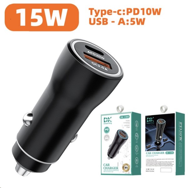 Зарядное устр-во в прикур. 1 USB 3,0 QC + PD (Type-C) быстрая зарядка с разъемом типа С