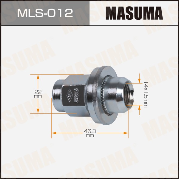 Гайка колеса M14*1.5*46,3 Прессшайба, закр., ключ 22мм