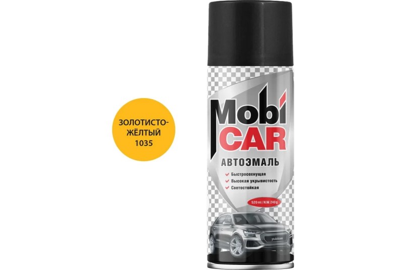 Краска спрей MobiCar акрил. № 1035 Золотисто-желтая 520 мл