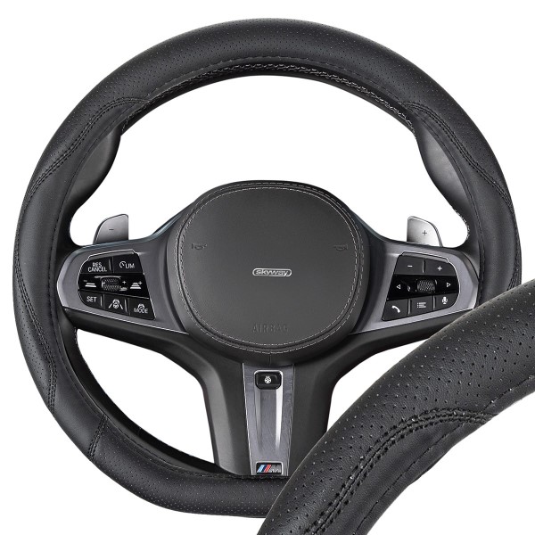 Оплетка руля M 37-38 см D-тип экокожа Design Drift-6 черная