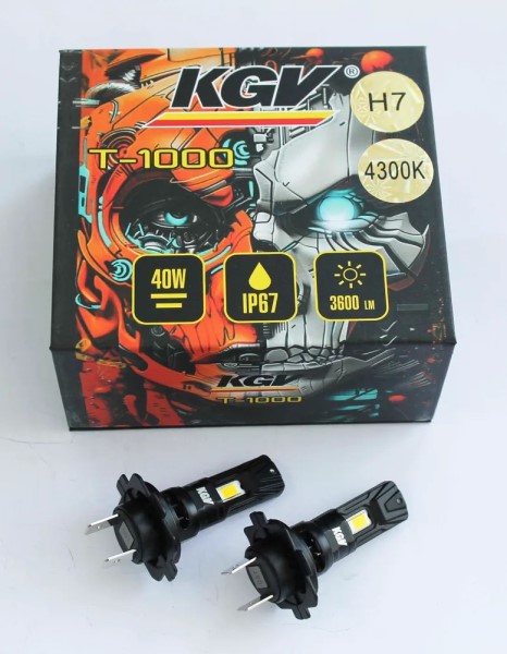 Лампа H7 12V LED 40W/3600LM 4300K 2 шт с вентилятором