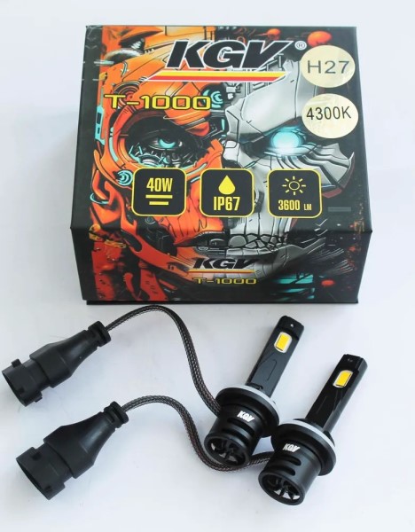 Лампа H27 12V LED 40W/3600LM 4300K 2 шт с вентилятором