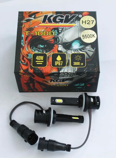 Лампа H27 12V LED 40W/3600LM 5500K 2 шт с вентилятором