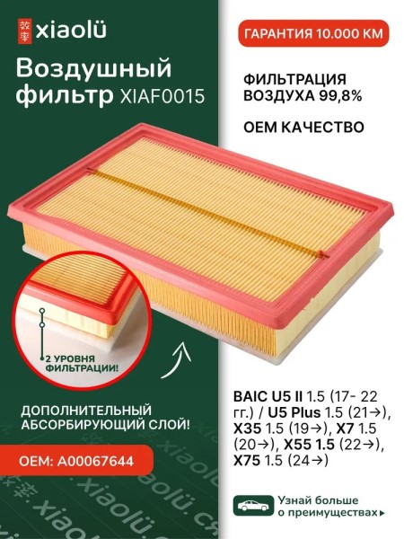 Фильтр воздушный BAIC U5 Plus 21-