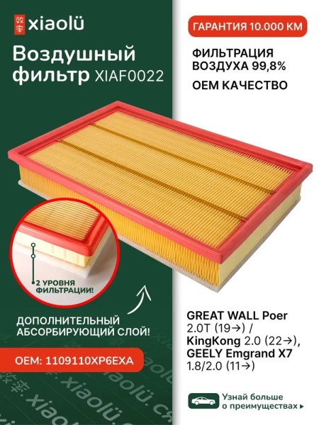 Фильтр воздушный Great Wall Poer 2.0Т (19-), KingКong 2.0 (22-)