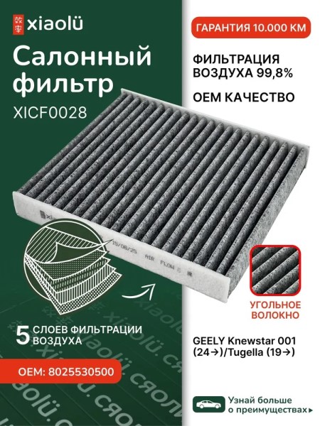 Фильтр салонный Geely Tugella (FY11) c 2020 г. угольный