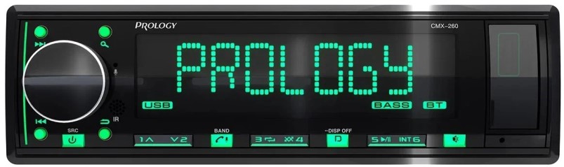 Автомагнитола Prology CMX-260 медиа-ресивер 1din USB, AUX, BT, FLAC, MP3,  4*55 Вт