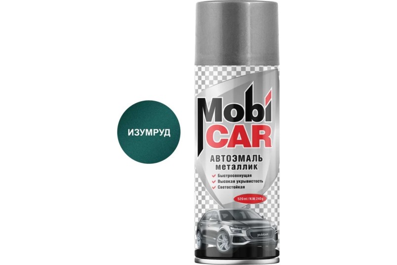 Краска спрей MobiCar акрил. № 385 Изумруд металлик 520 мл
