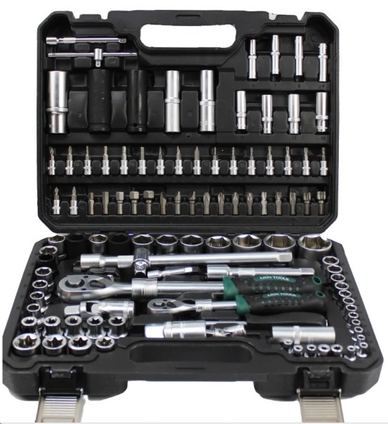 Набор инструментов (108 предм.) с телеск. трещотками LION TOOLS 6 гр. 1/4, 1/2 DR 1/4