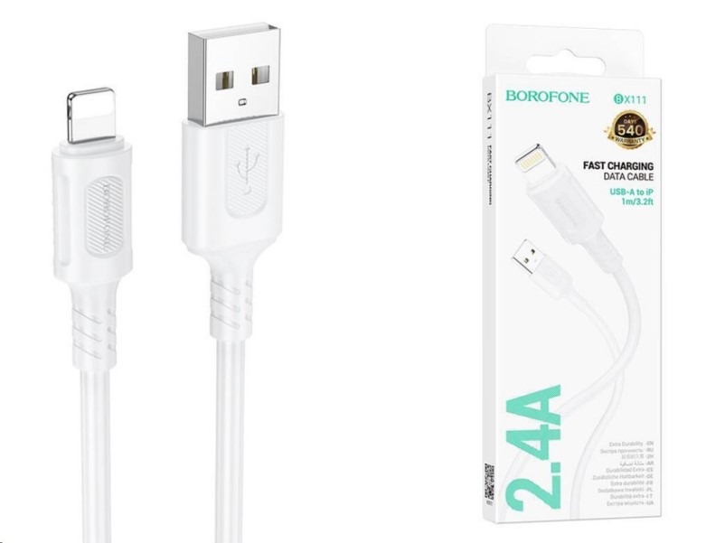 Дата-кабель универ. lightning USB /Iphone/ 1 м белый