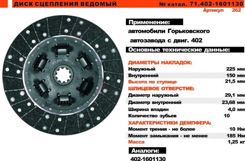 Диск сцепления /Г-3302 дв. 402/