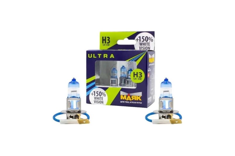 Лампа H3 12V 55W Pk22s набор +150% SUPER WHITE VISION