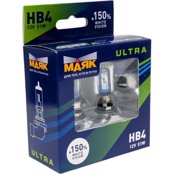 Лампа HB4 12V 55W P22d (9006) набор +150% White Vision