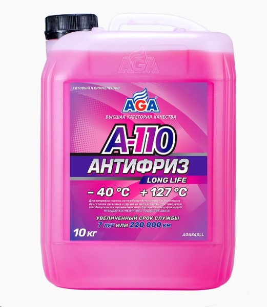 Антифриз  AGA Long Life A-110  -40С (10 кг.) розовый