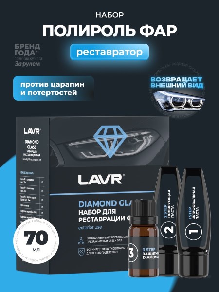 Набор для реставрации фар Diamond Glass 70 мл