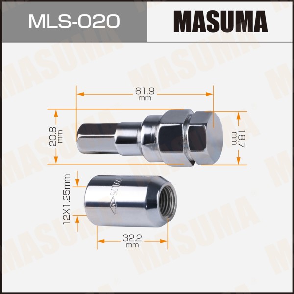 Гайка колеса M12*1.25*32,2 Конус, откр. (уп=20шт. 1 кл.)