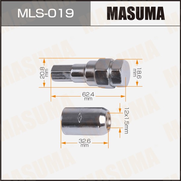 Гайка колеса M12*1.5*32,6 Конус, откр.(уп=20шт. 1 кл.)