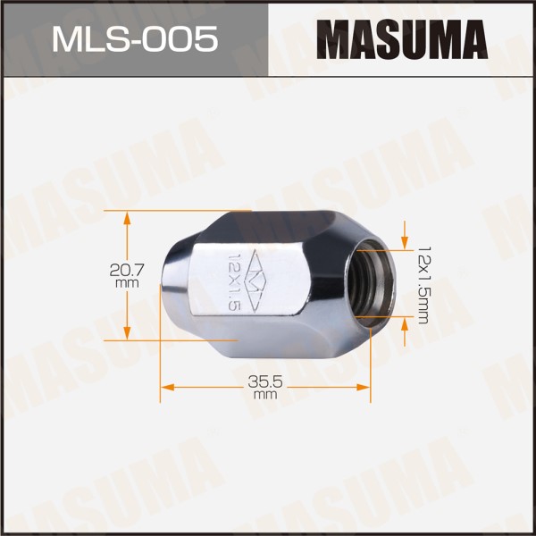 Гайка колеса M12*1.5*35,5 Конус, закр., ключ 21мм