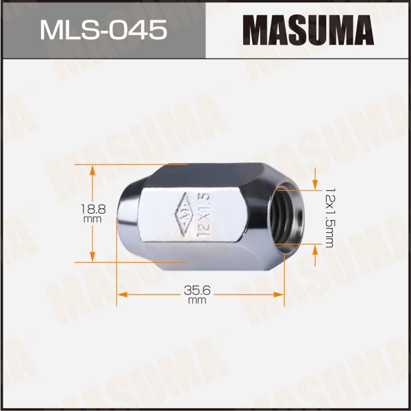 Гайка колеса M12*1.5*35,6 Конус, закр., ключ 19мм