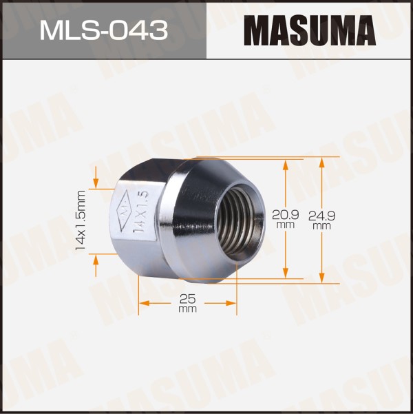 Гайка колеса M14*1.5*25 Конус с выступ., откр., ключ 21мм