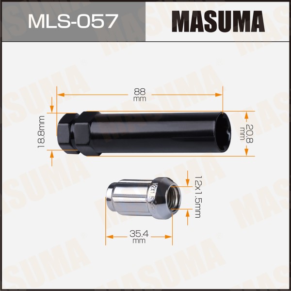 Гайка колеса секр. M12*1,5*35 Хром Конус с выступом, закр., 5 луч., 1 кл.