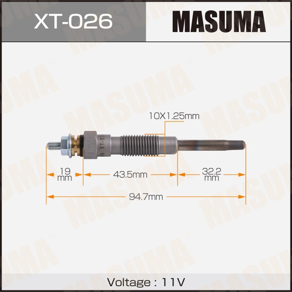 Свеча накаливания MASUMA PT-151 /Toyota Land Cruiser Prado 90-93 Corolla II 90-94/