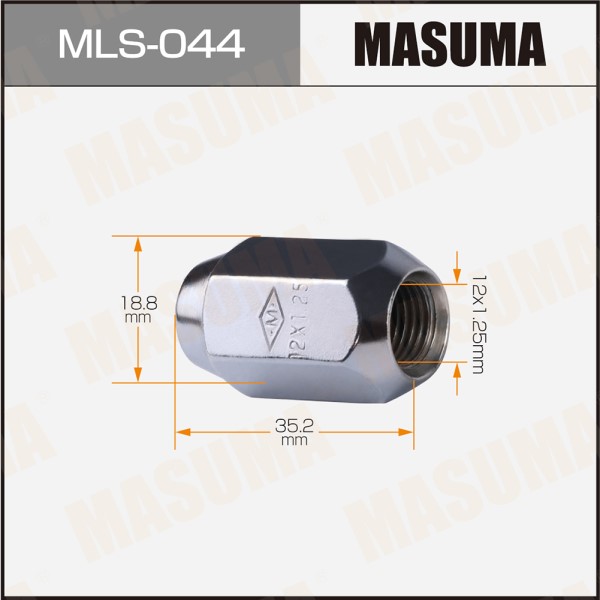 Гайка колеса М12*1.25*35.2 Конус, откр. ключ 19мм