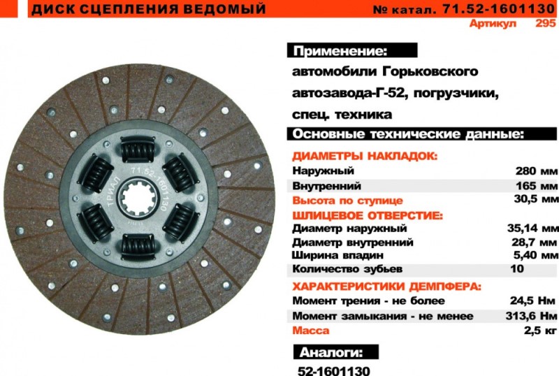 Диск сцепления /Г-52/